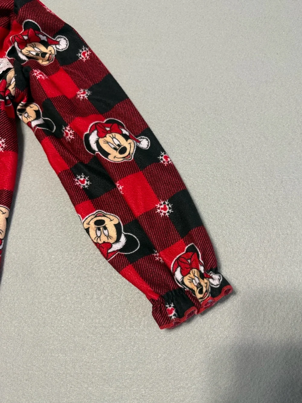 Disney Night Gown Minnie Mouse s6 Girls Red/Black Long Sleeve - Picture 5 of 6